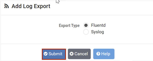 Add Log Export window