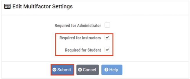 Edit Multifactor Settings