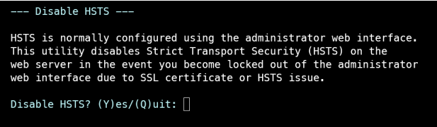 HSTS Disable HSTS Console Confirm