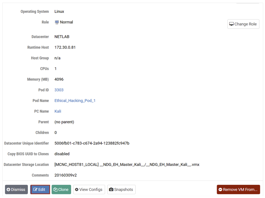 Edit Virtual Machines