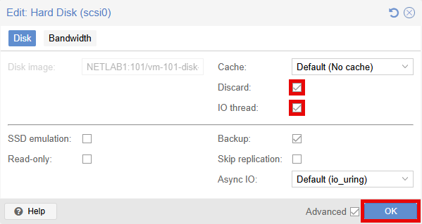 Edit: Hard Disk (scsi0)