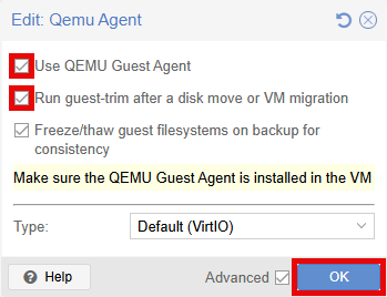 Edit: Qemu Agent